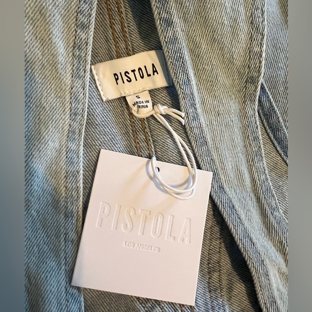 Pistola Denim Beatrix Short Overalls in Surfrider Size Small NWT - Picture 7 of 8